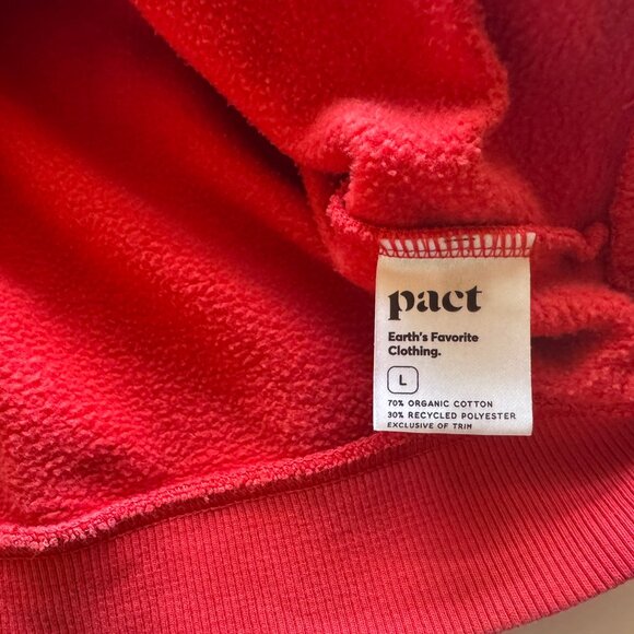 Pact Red Long Sleeve V-neck Boxy Pullover Sweater Top Sz Large - Picture 6 of 6